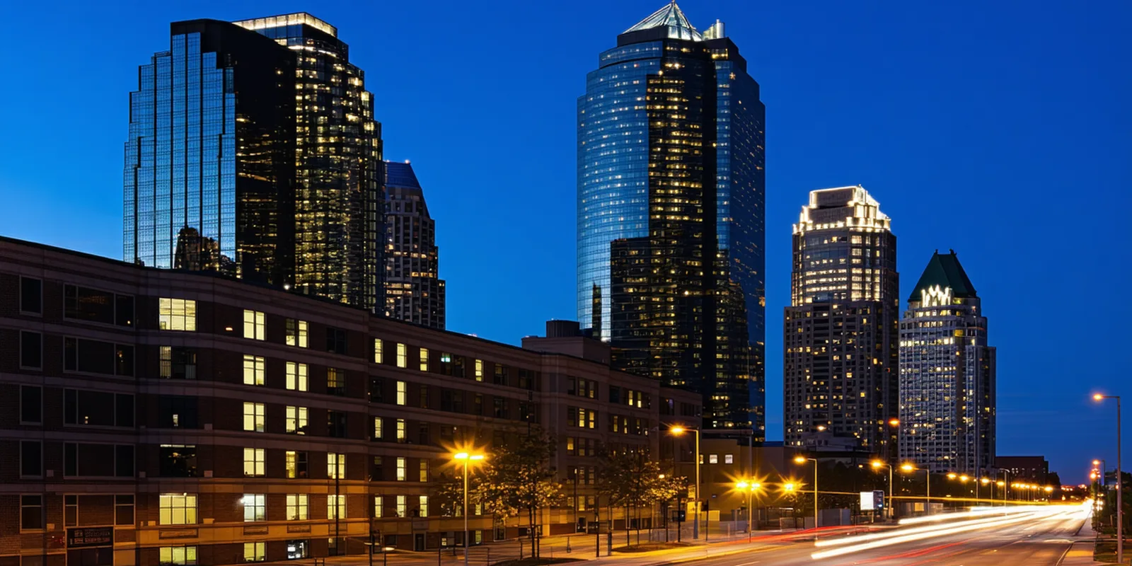 Charlotte NC downtown financial district at dusk